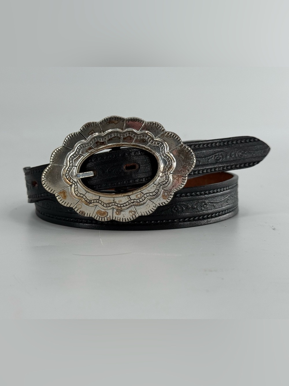 Ladies Black Leather Western Bohemian Style Belt S